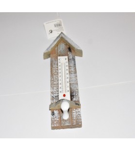 Wooden thermometer with a hook