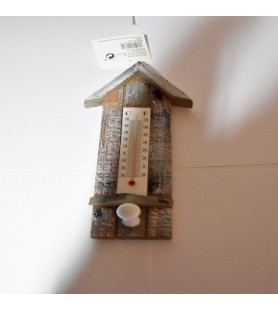 Wooden thermometer with a hook